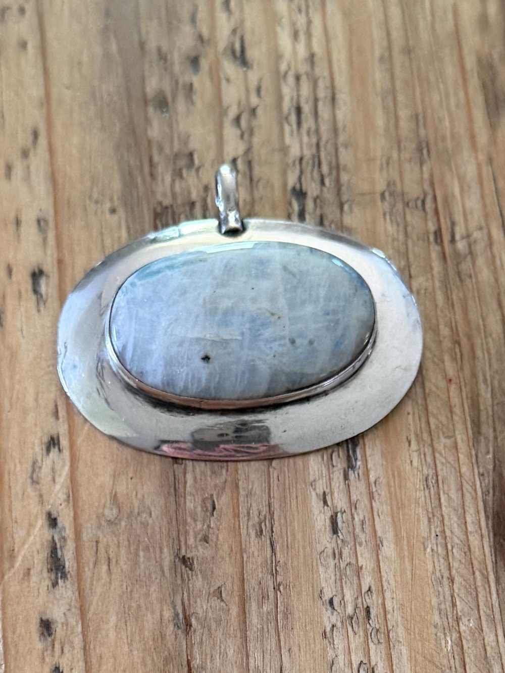 Sterling Silver 925 Moonstone Pendant – Large Oval